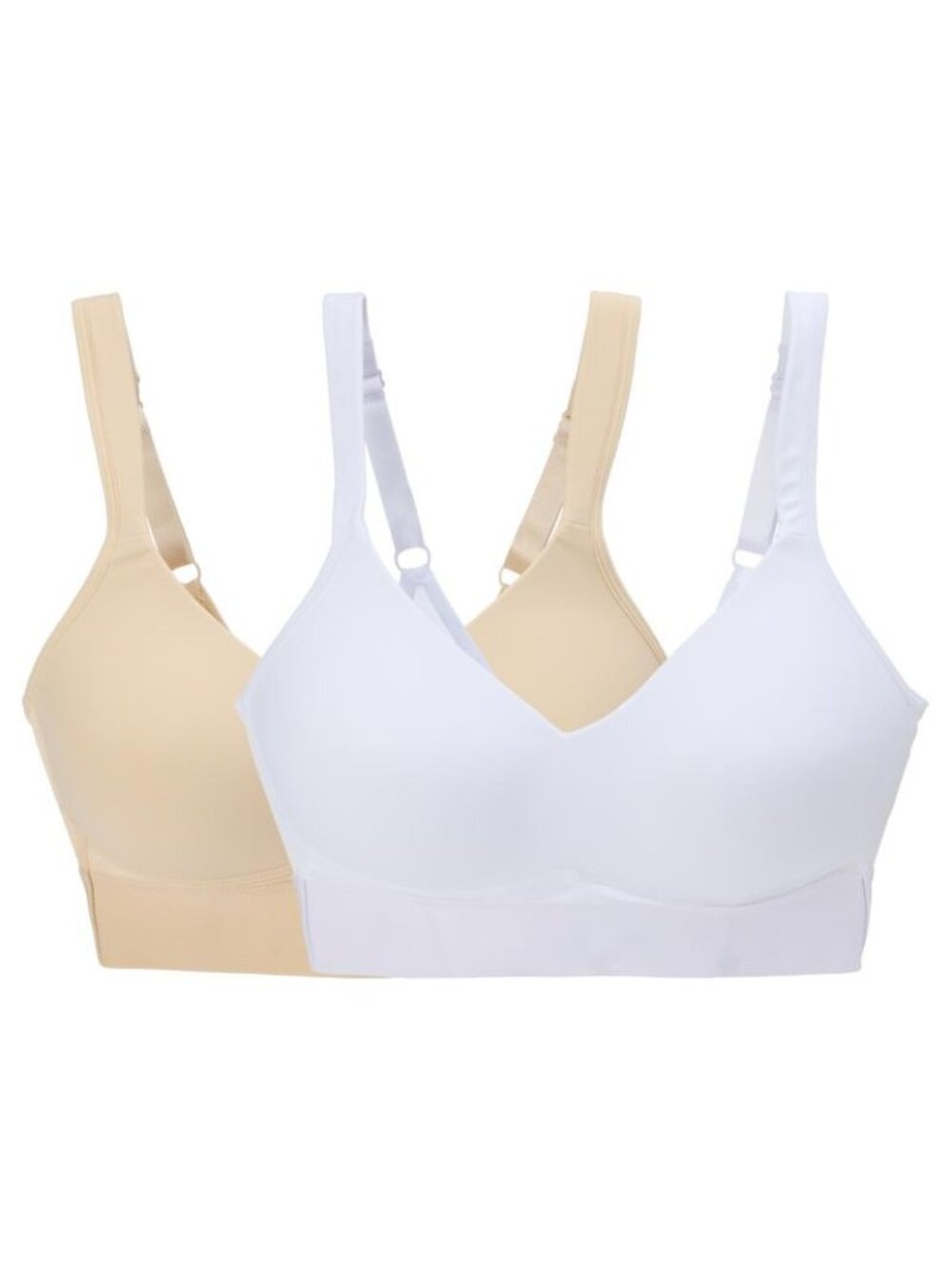 Rhonda Shear 2 Pack Molded Cup Bra Wrap Back Size Small White Light Beige 594.17